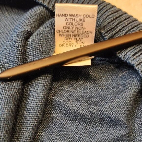 Banana Republic Lightweight Silk Blend Argyle Sweater XL Teal Gray Preppy - Picture 5 of 8